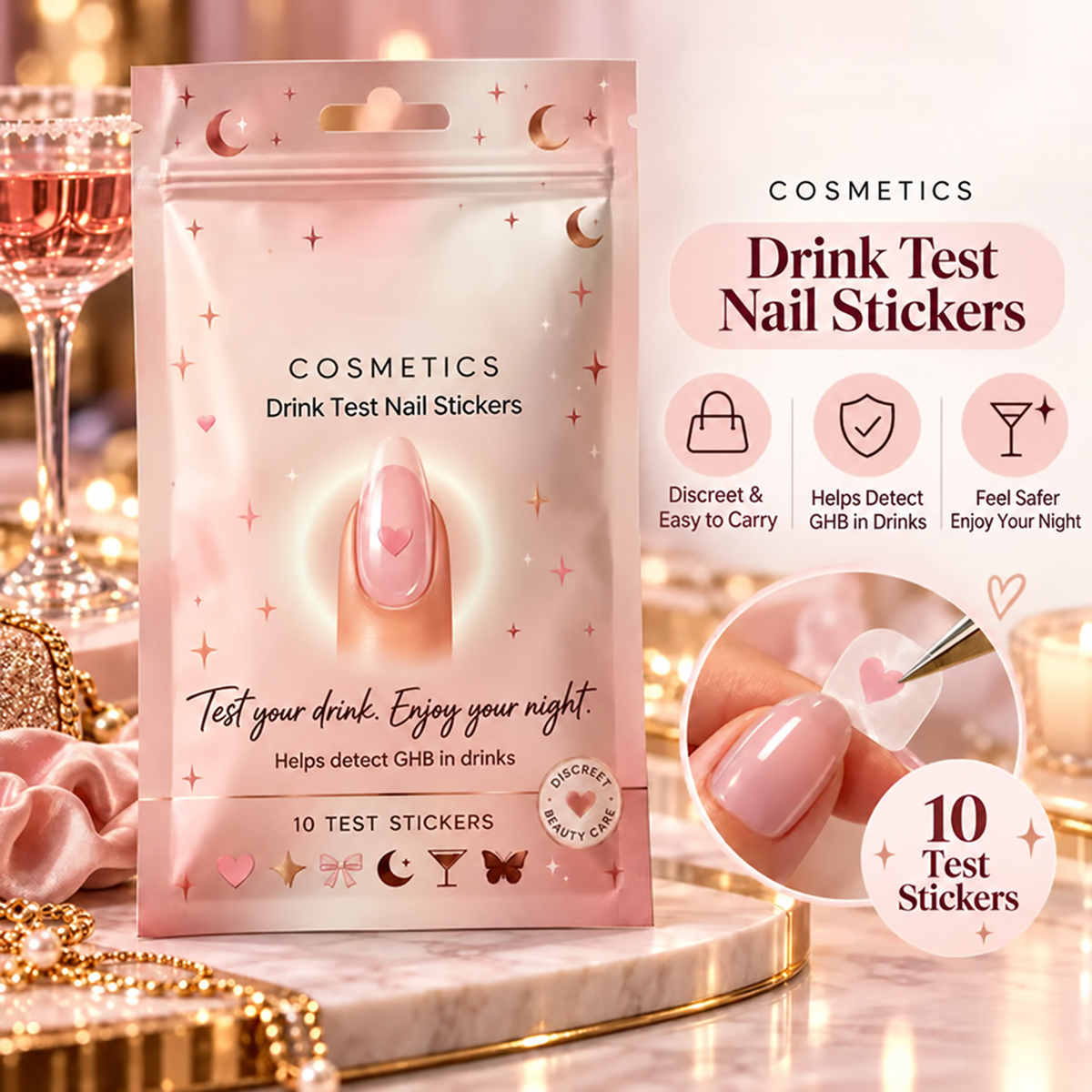 Discreet GHB Drink Test Stickers❤️